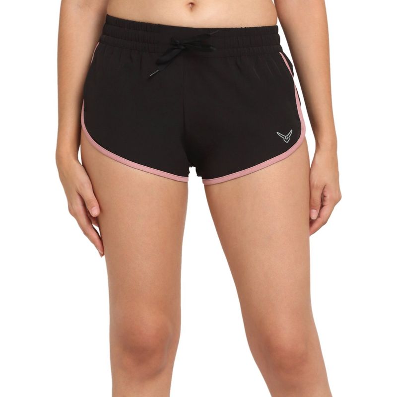 INVINCIBLE Black Blush Women Feather Weight Stretch Running Shorts (XL)