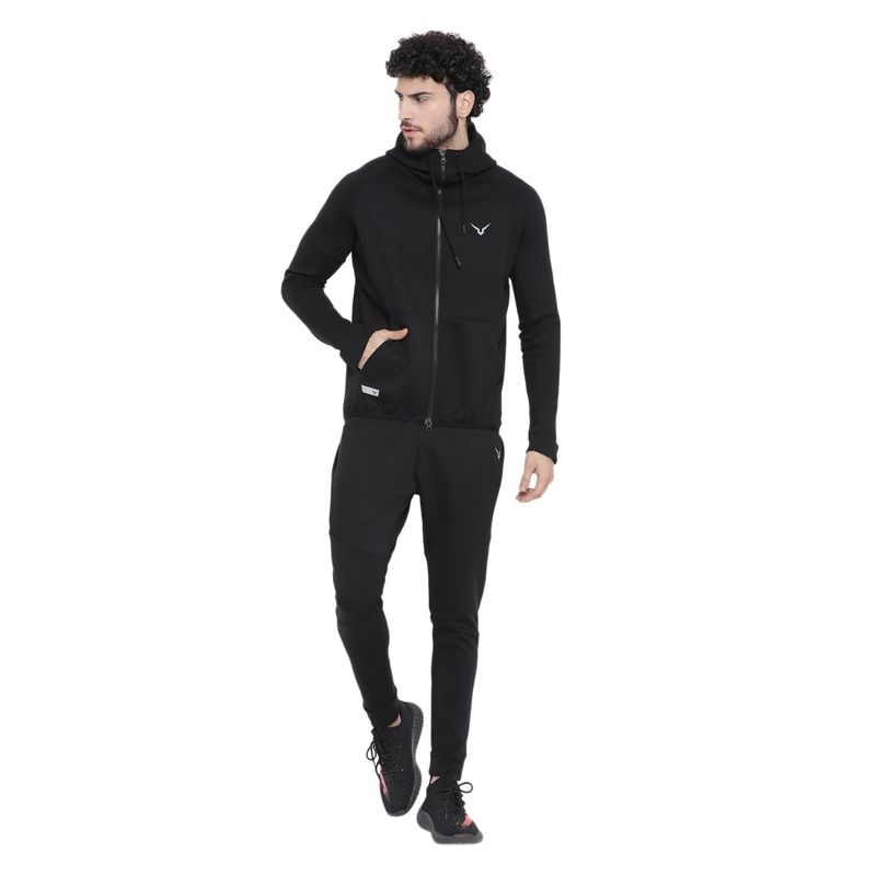 INVINCIBLE Black Men Athleisure Tech Fleece Premium Tracksuit (Set of 2) (2XL)