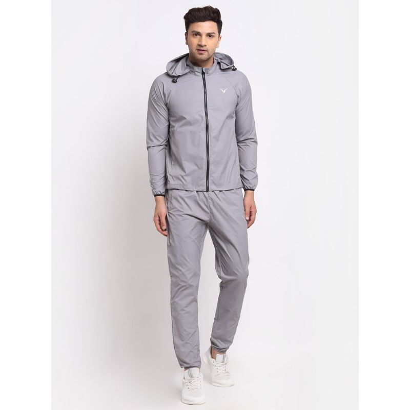 INVINCIBLE Grey Men Wind Runner Outdoor Tracksuit (Set of 2) (M)