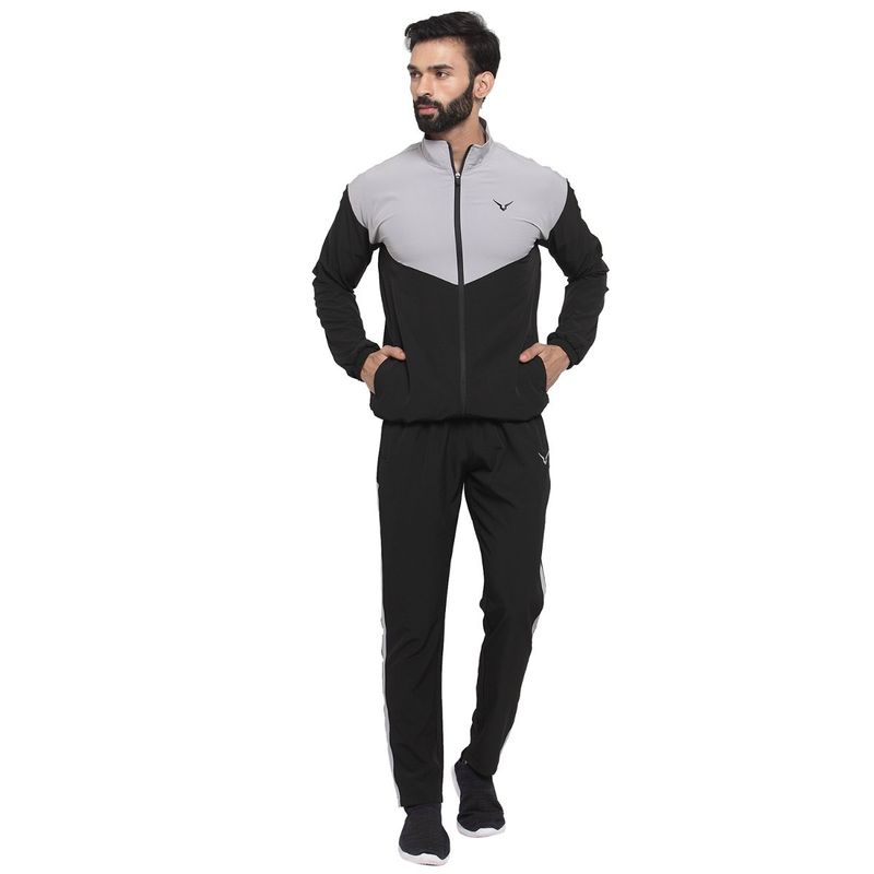 INVINCIBLE Black Grey Men Light Weight Lounge Tracksuit (Set of 2) (S)