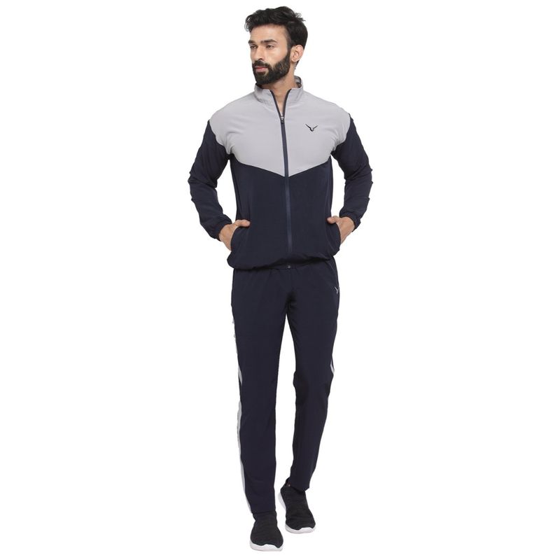 INVINCIBLE Navy Blue Grey Men Light Weight Lounge Tracksuit (Set of 2) (2XL)