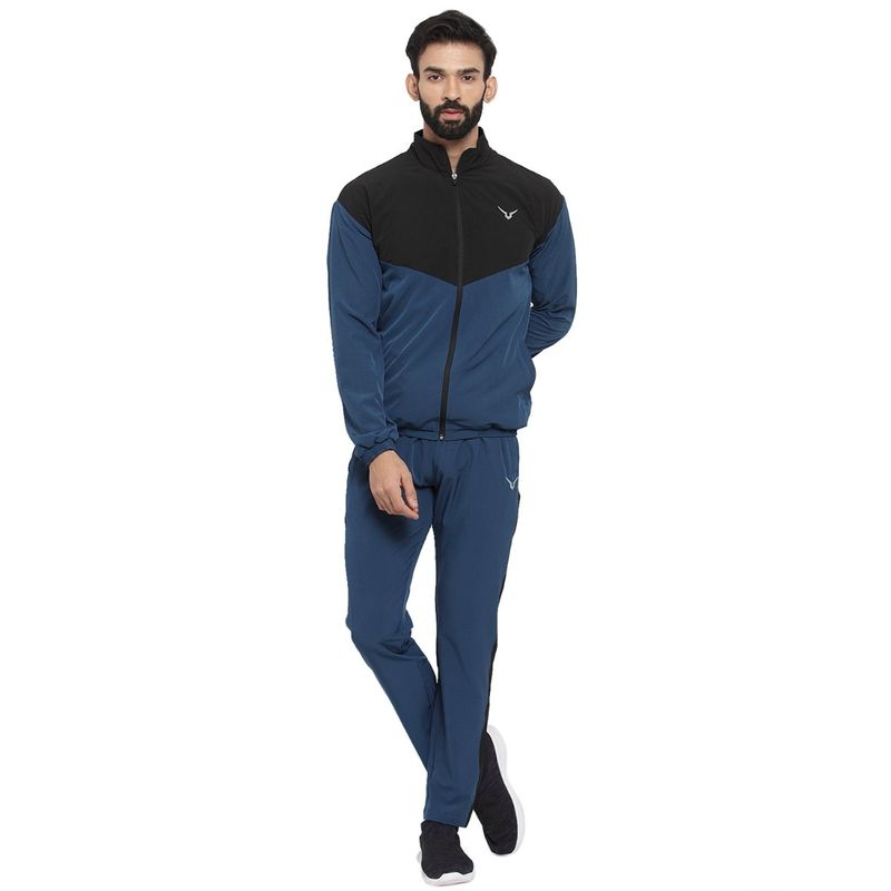 INVINCIBLE Teal Black Men Light Weight Lounge Tracksuit (Set of 2) (S)