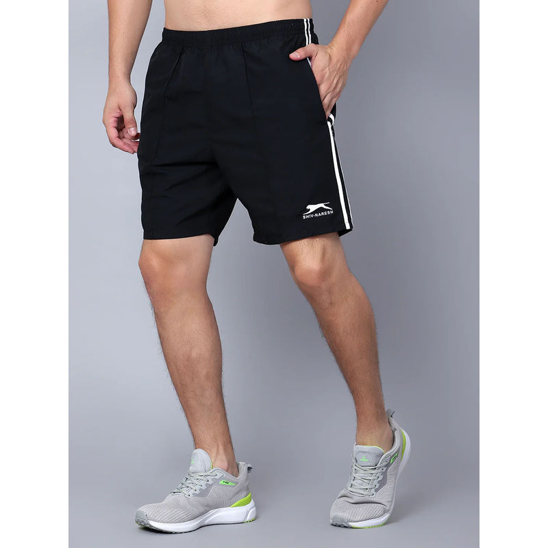 Shiv Naresh Black & White Regular Fit Shorts (44)