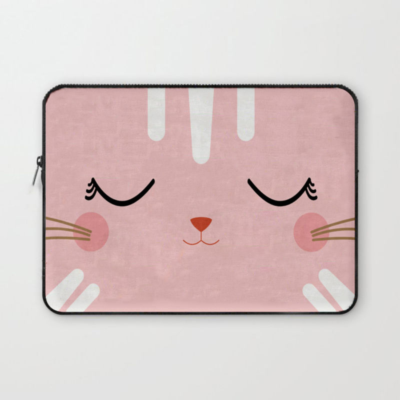 Crazy Corner Sleeping Pink Cat Printed Laptop Sleeve - 11