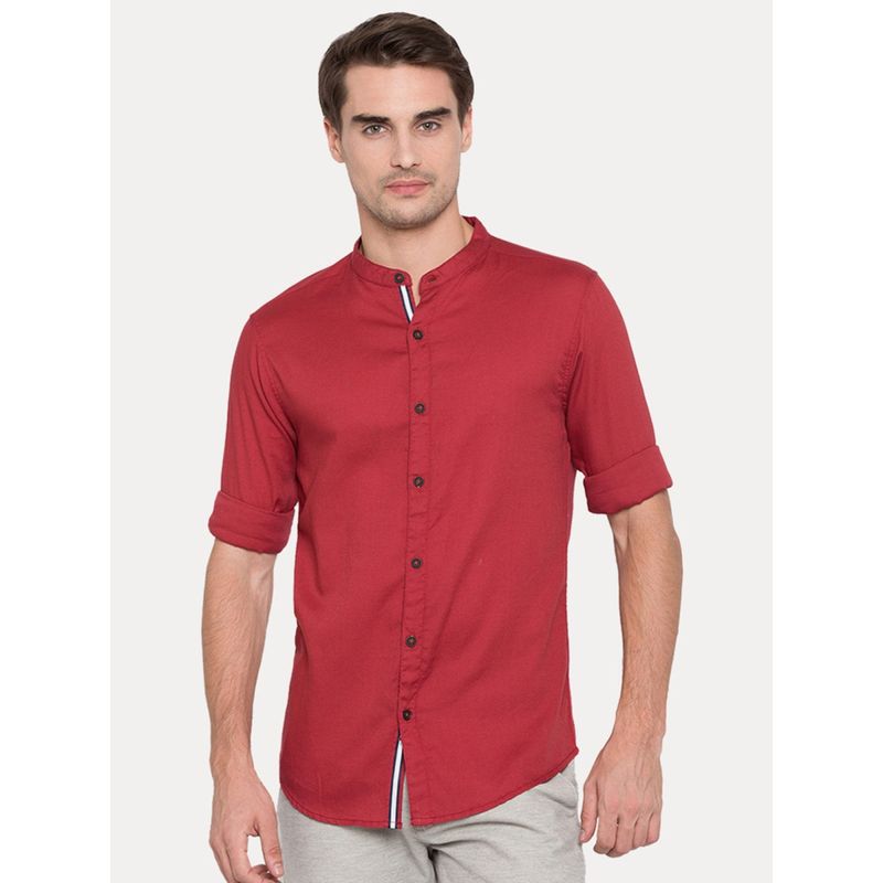 Buy Spykar Red Solid Slim Fit Casual Shirt Online