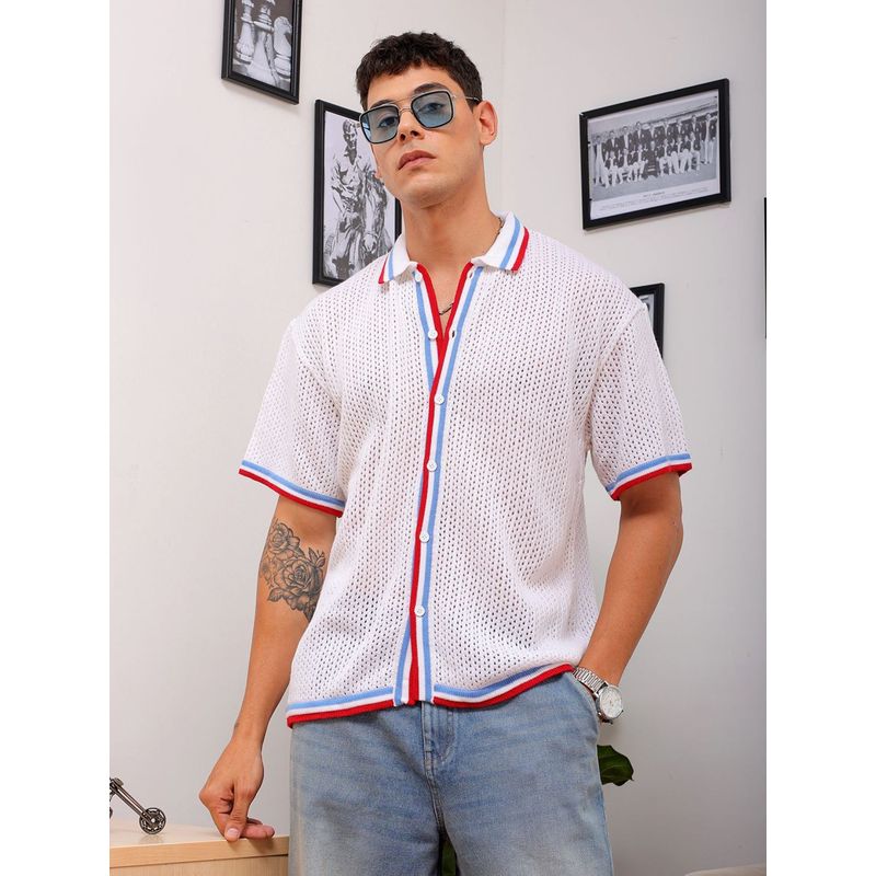 The Indian Garage Co Men's Relaxed Fit Striped Half Sleeves Casual Shirt (L)
