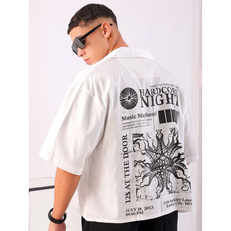 The Indian Garage Co Men's Boxy Fit Graphic Print Half Sleeves Street Wear Cropped Shirt (M)