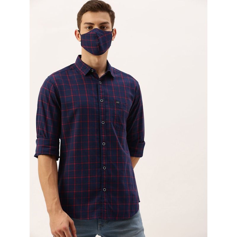 The Indian Garage Co Men's Slim Fit Checkered Spread Collar Casual Shirt (S)