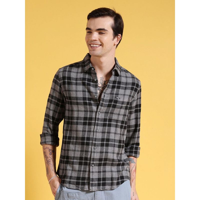 The Indian Garage Co Men's Slim Fit Checkered Casual Shirt (M)