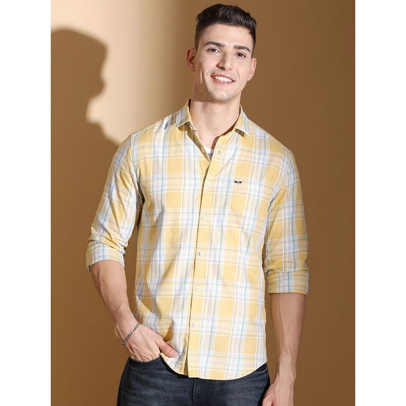 The Indian Garage Co Men's Slim Fit Checkered Casual Shirt (L)