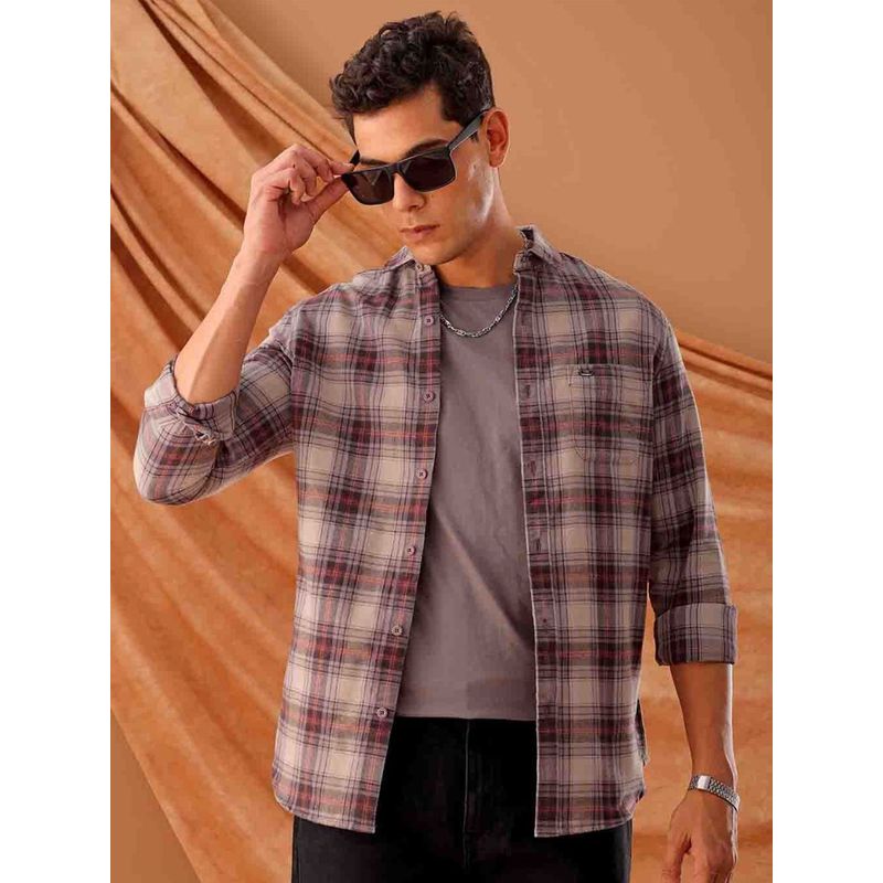 The Indian Garage Co Men's Slim Fit Checkered Casual Shirt (M)