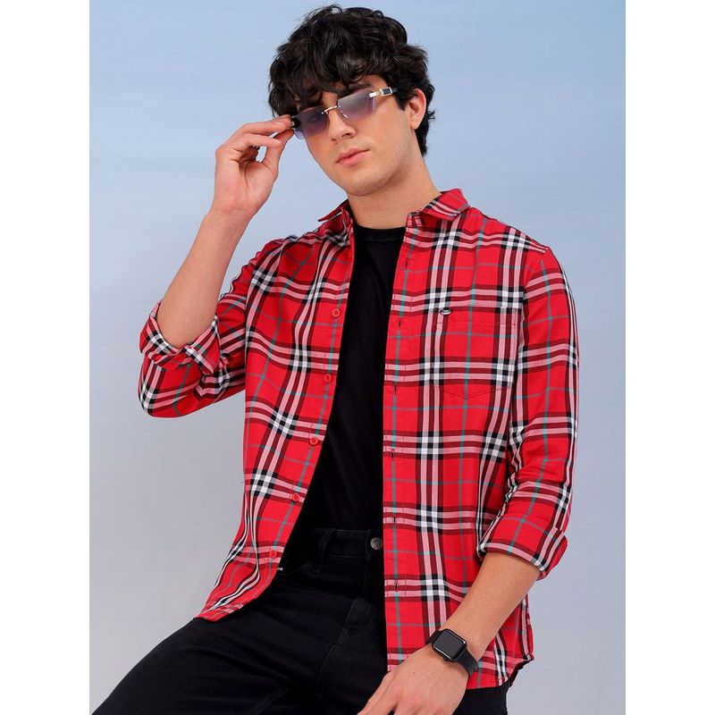 The Indian Garage Co Men's Slim Fit Checkered Casual Shirt (S)
