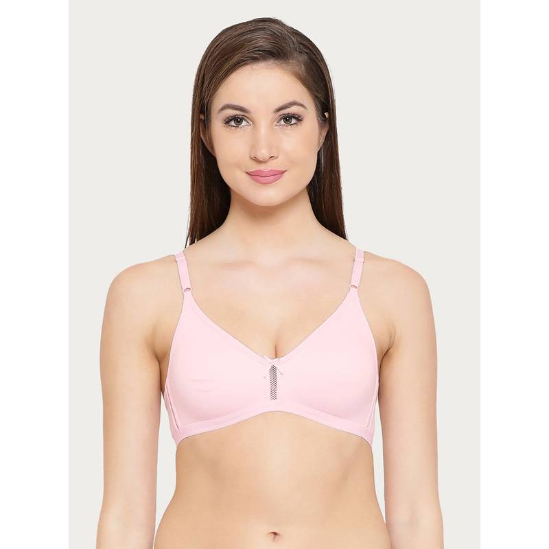 Clovia Cotton Rich Solid Non-Padded Full Cup Wire Free Everyday Bra - Light Pink (36C)