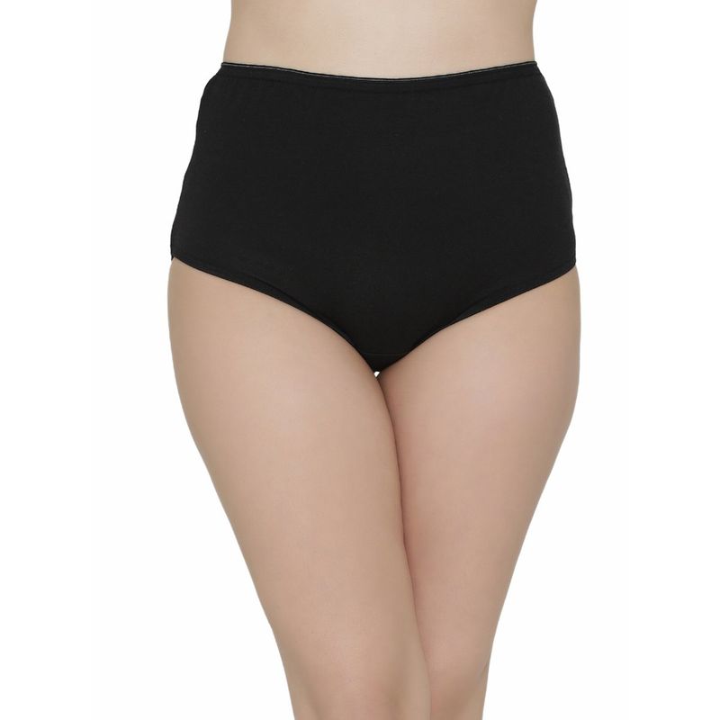 Clovia Cotton Maternity High Waist Hipster-Black (L)