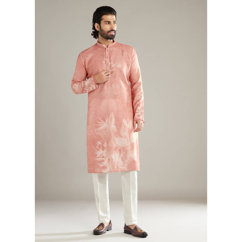 KALKI FASHION Peach Kurta with Pant (M)