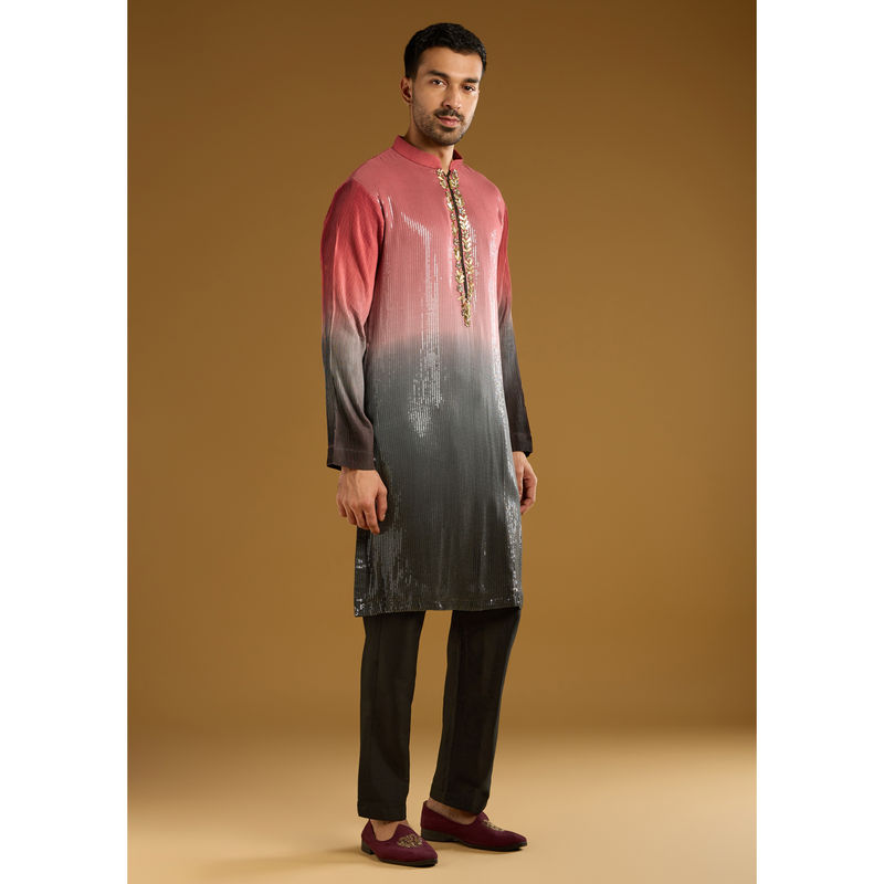 KALKI FASHION Pink Sequins Kurta with Pant (XL)