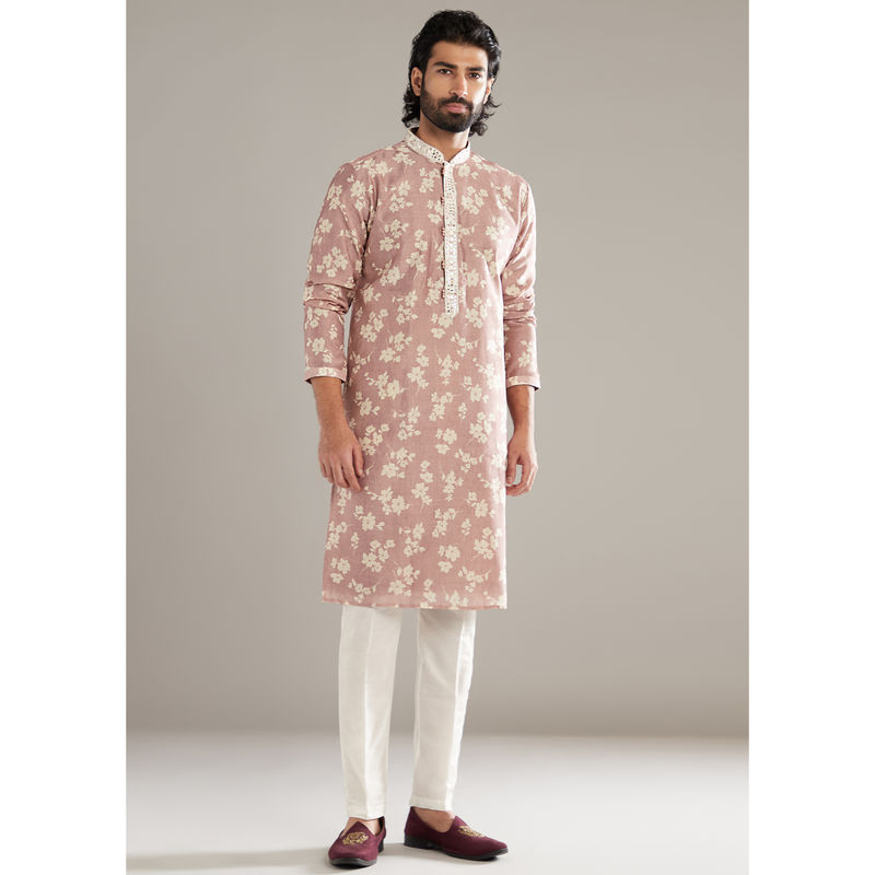 KALKI FASHION Powder Pink Kurta with Pant (2XL)