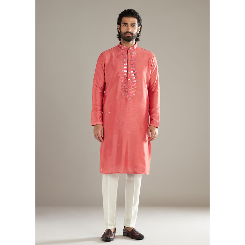 KALKI FASHION Pink Silk Kurta with Pant (2XL)