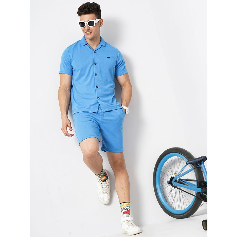 The Indian Garage Co Men Blue Regular Fit Solid Co-Ord (Set of 2) (L)