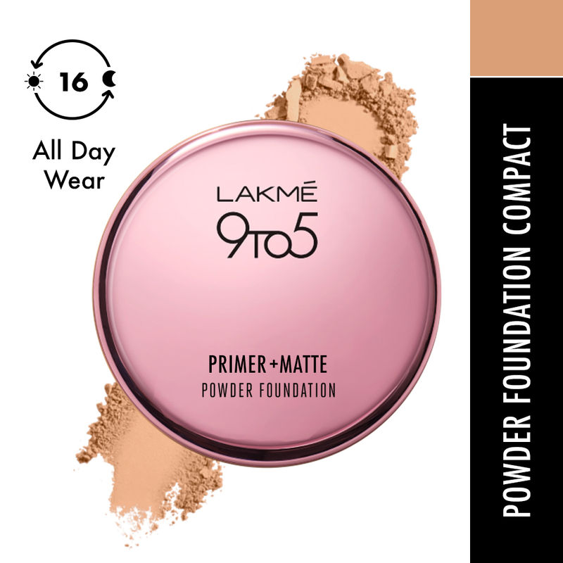 Lakme 9 to 5 Primer + Matte Powder Foundation Compact - Silky Golden