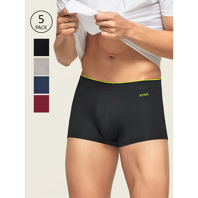 XYXX Men Intellisoft Antimicrobial Micro Modal Uno Trunk Pack Of 5 (M)