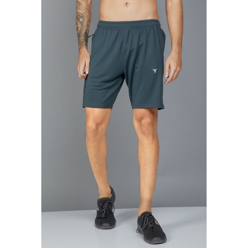 Technosport Grey Men Solid Slim Fit Sports Shorts (M)