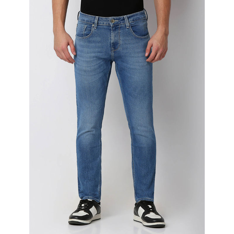 Spykar Mens Blue Kano Slim Fit Mid Rise Cotton Jeans (38)