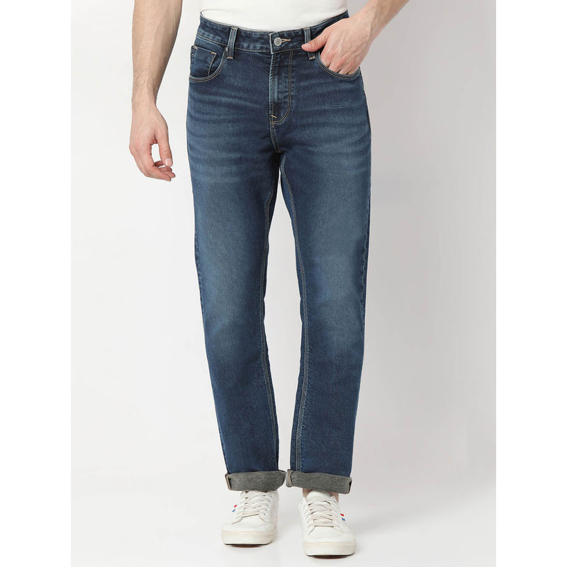 Spykar Mens Blue Rover Regular Fit Mid Rise Cotton Jeans (38)