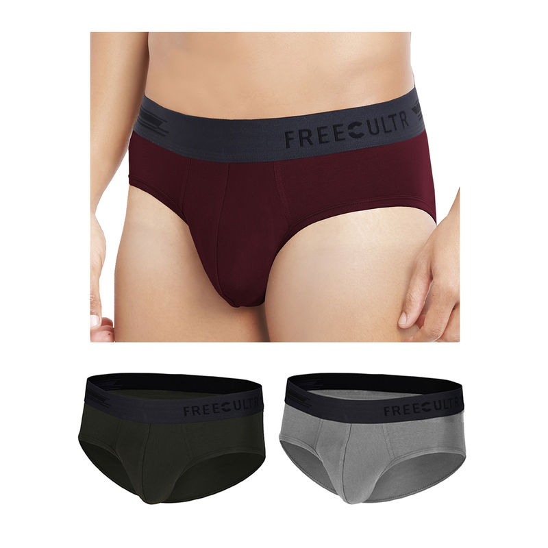 FREECULTR Anti-Microbial Air-Soft Micromodal Underwear Brief Pack Of 3 - Multi-Color (S)