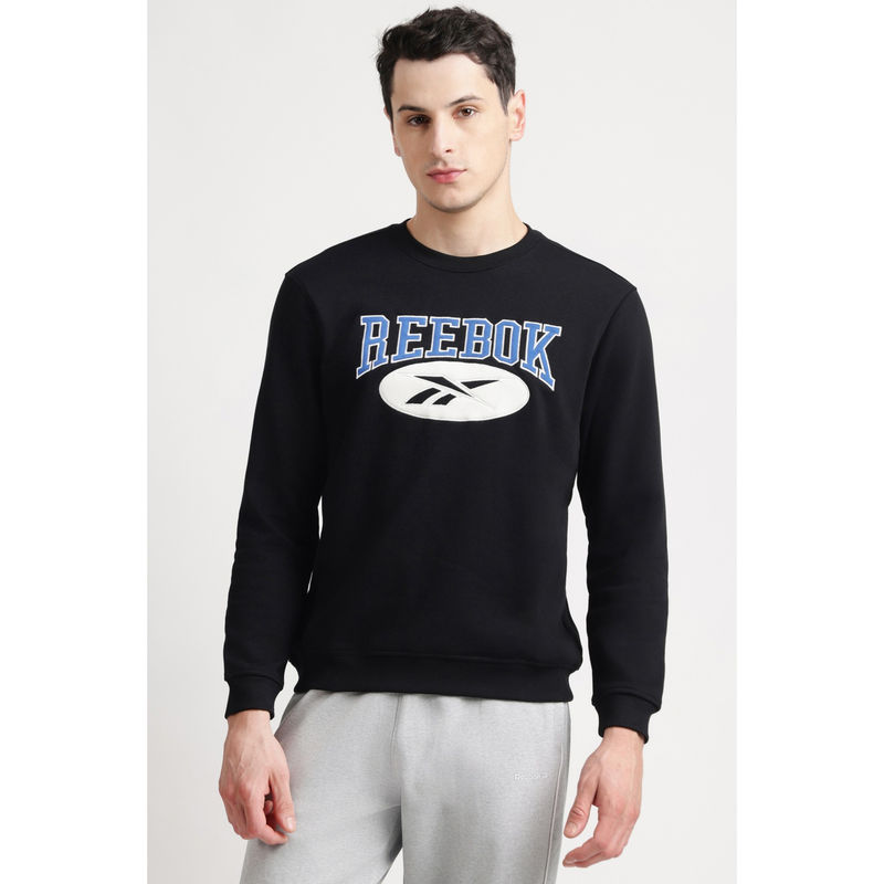 Reebok Men Black Printed Sweatshirt (M)