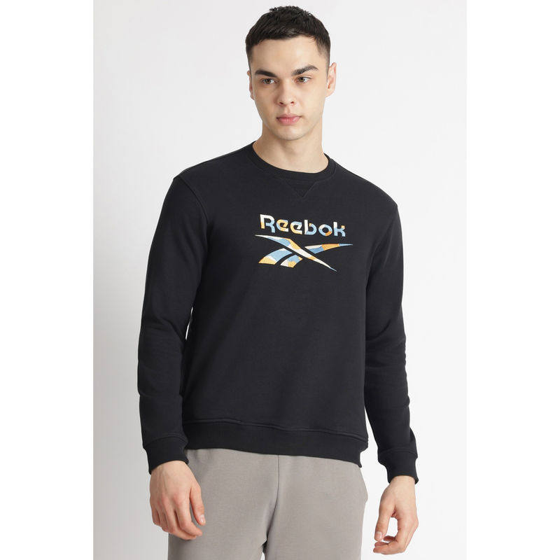 Reebok Men Black Printed Sweatshirt (L)