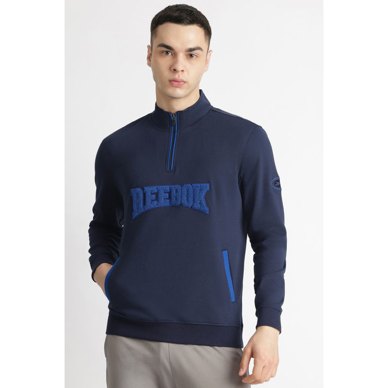 Reebok Men Navy Blue Solid Sweatshirt (S)