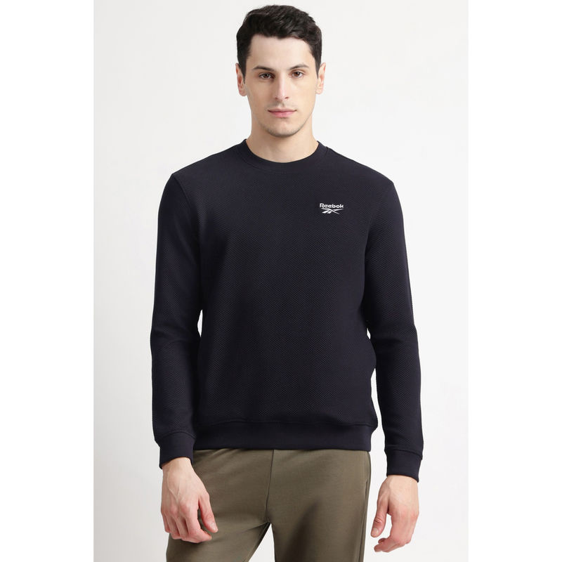 Reebok Men Black Textured Sweatshirt (2XL)