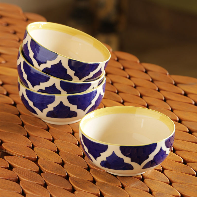 ExclusiveLane 'Four Mediterranean Bowls' Handpainted Serving Bowls In Ceramic Set Of 4
