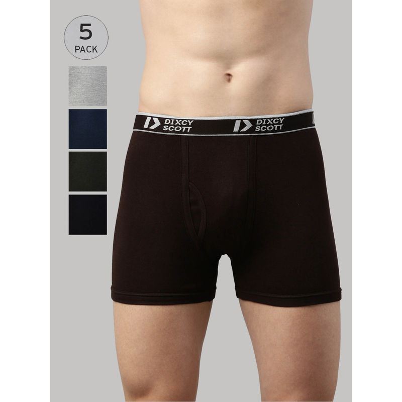 Dixcy Scott Originals Men's Solid Mid Rise Trunk (Pack of 5) (L)