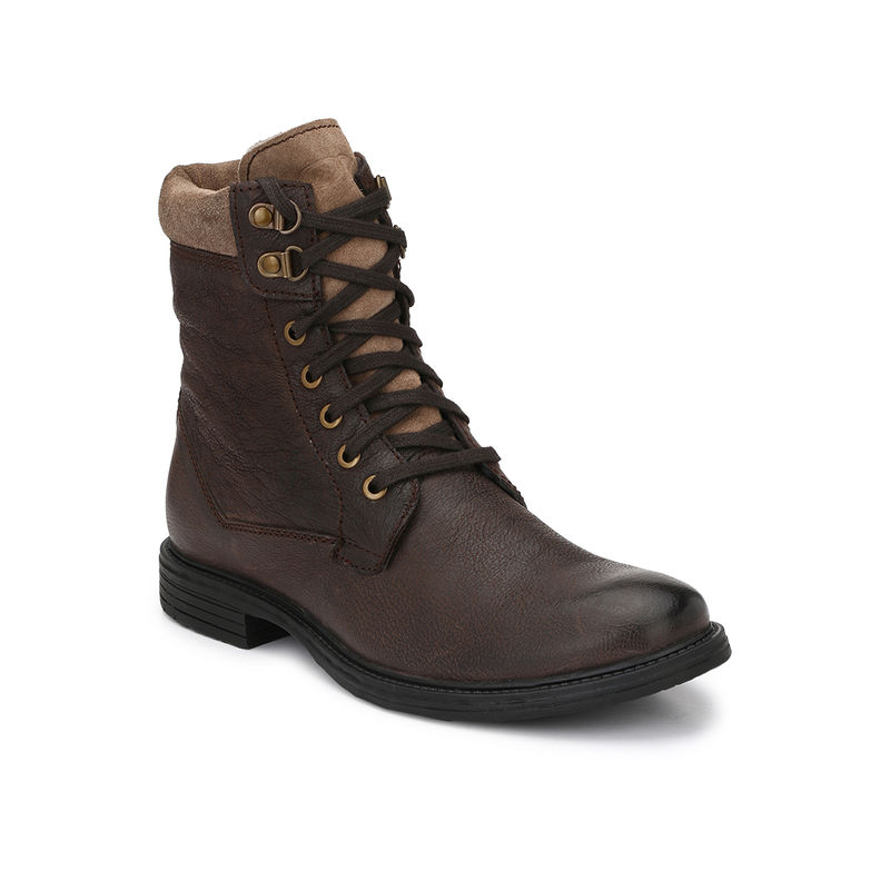 Delize Solid Brown Lace-Up Boots (UK 10)