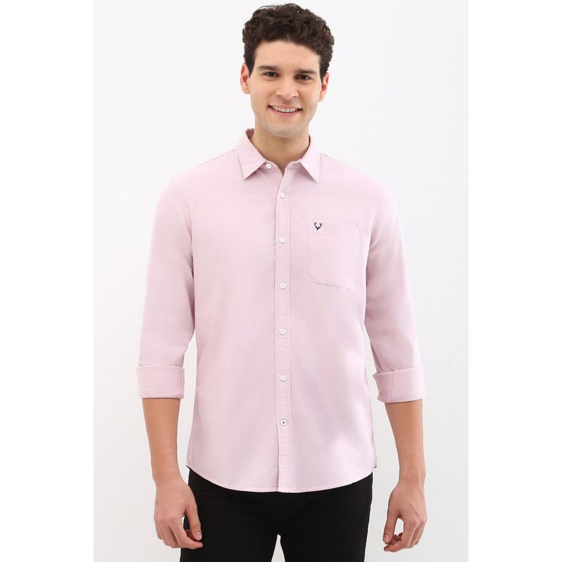 Allen Solly Men Pink Custom Fit Solid Full Sleeves Shirt (42)