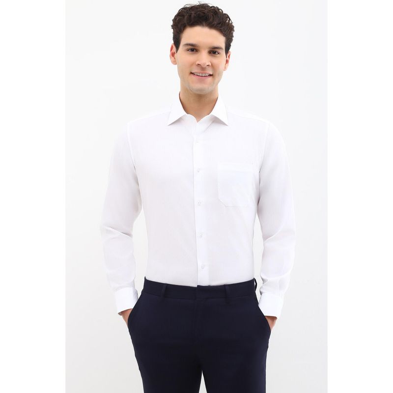 Allen Solly Men White Regular Fit Solid Full Sleeves Formal Shirt (46)