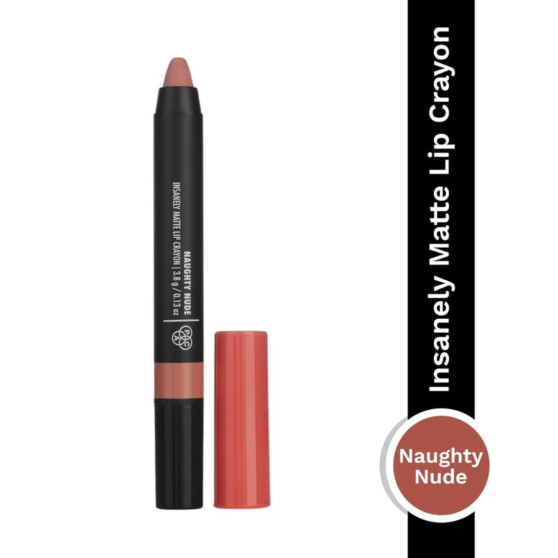PAC Insanely Matte Lip Crayon Naughty Nude - 12H Longlasting, Non Drying, Smudgeproof, Matte Finish