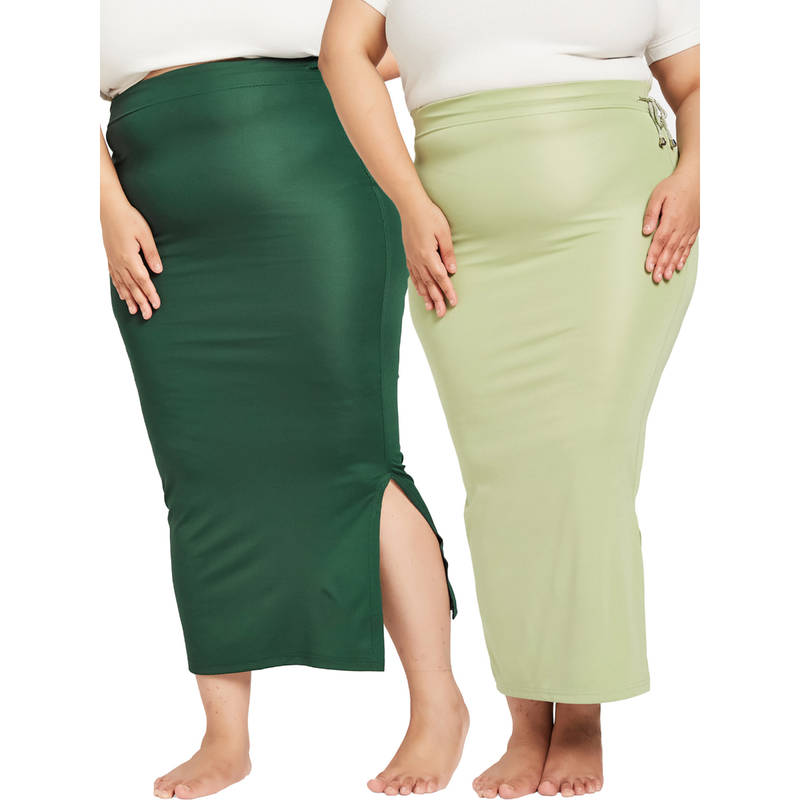 Secrets By ZeroKaata Green Solid Saree Petticoat (Pack of 2) (6XL)