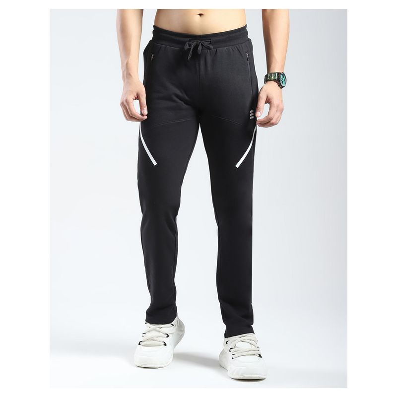 Rock.it Men Black Solid Regular Fit Lower Track Pant (S)
