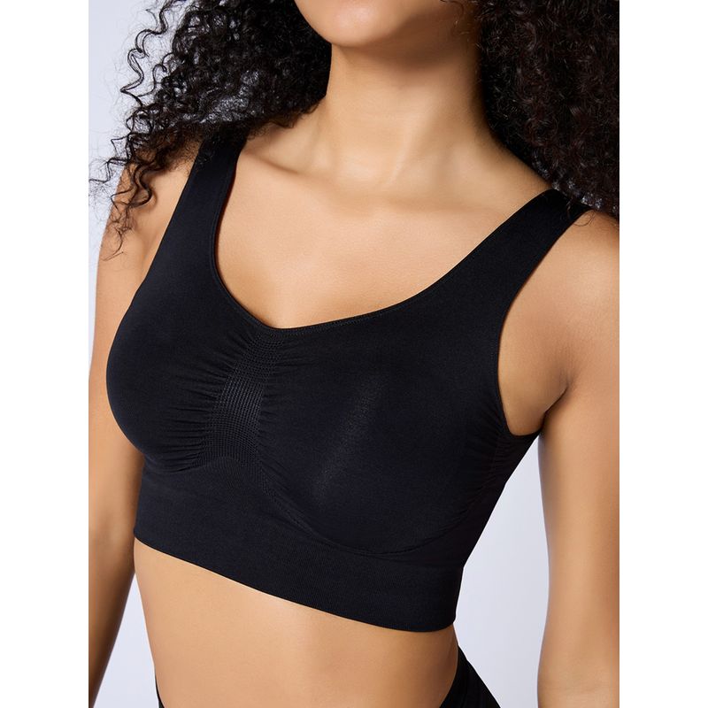 FEIER Black Nylon Sports Bra (XL)