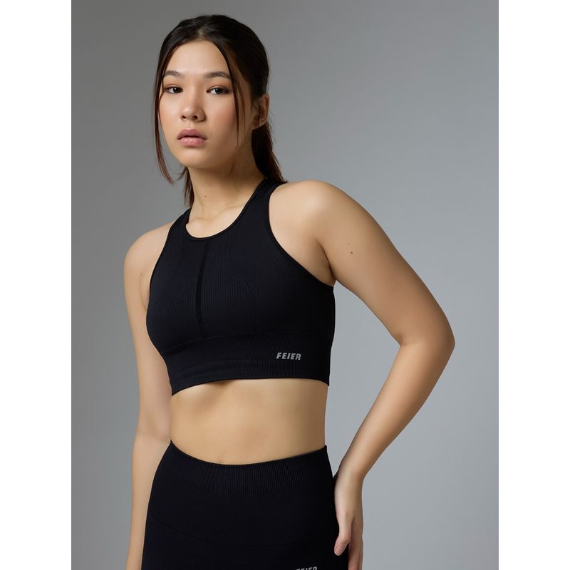 FEIER Black Nylon Sports Bra (S)