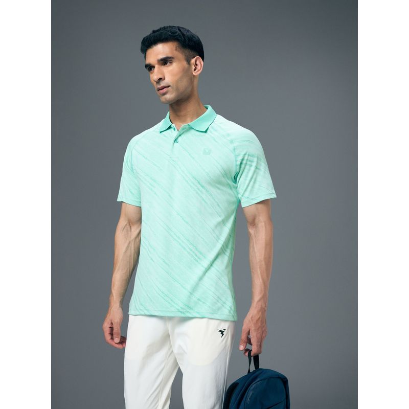 Technosport Green Polyester Collar Neck Half Sleeves Polo T-Shirt (M)