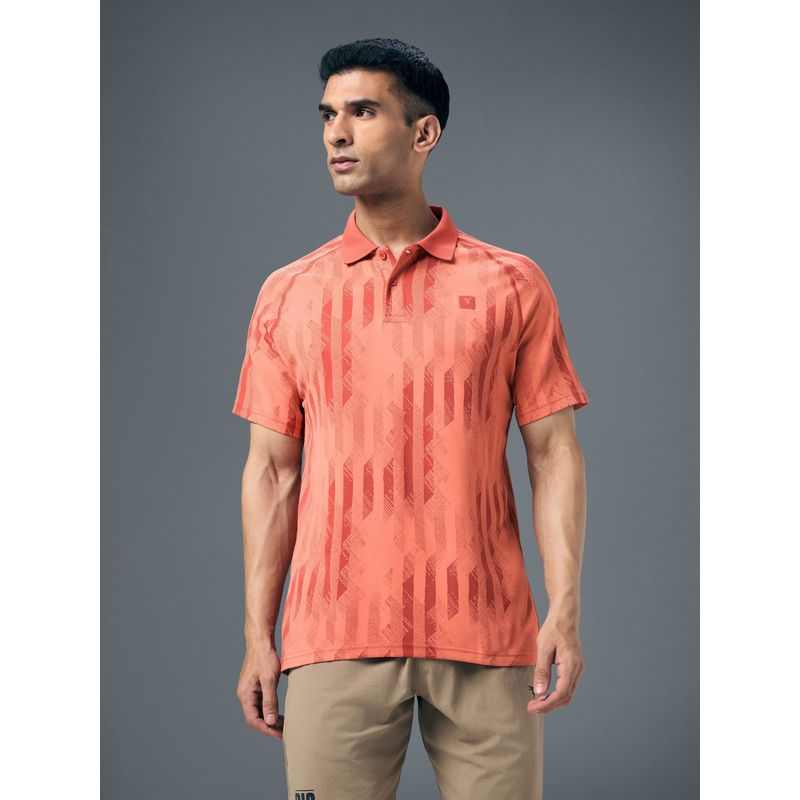 Technosport Red Polyester Collar Neck Half Sleeves Polo T-Shirt (L)