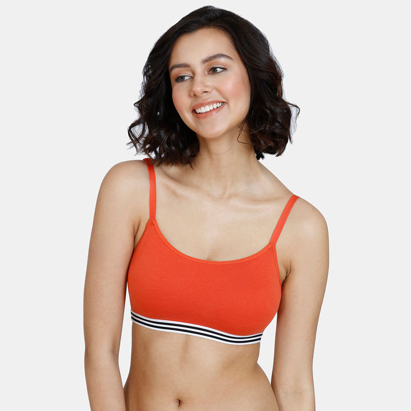 Zivame Beautiful Basics Double Layered Non Wired Full Coverage Bralette Bra - Summer Fig - Red (M)