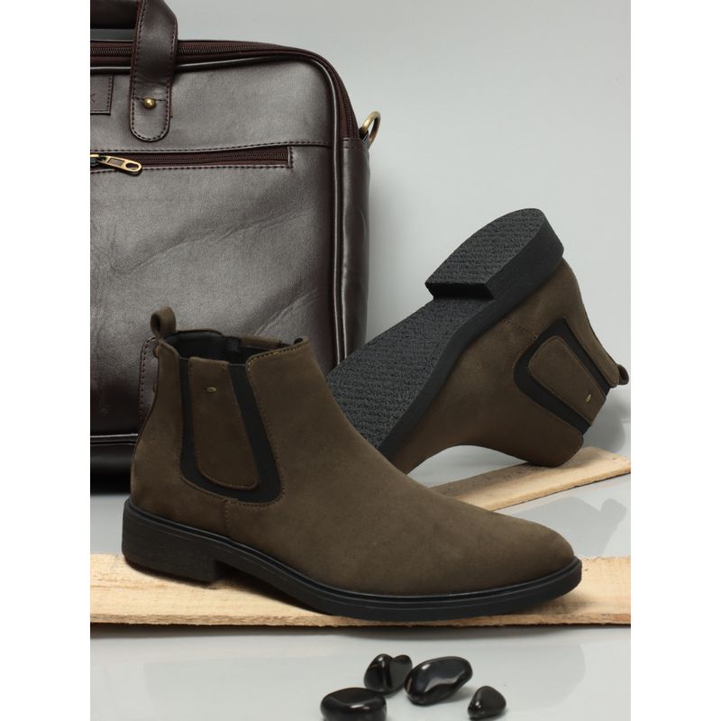 Carlton London Olive Solid Chelsea Boots (EURO 42)