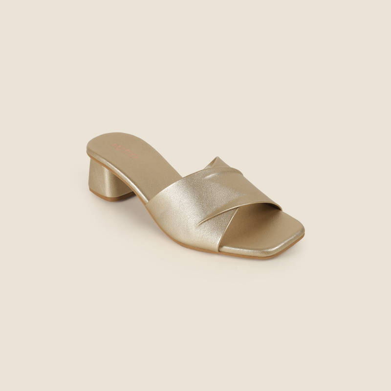 Metro Women Gold Slip On Party Heels (EURO 36)