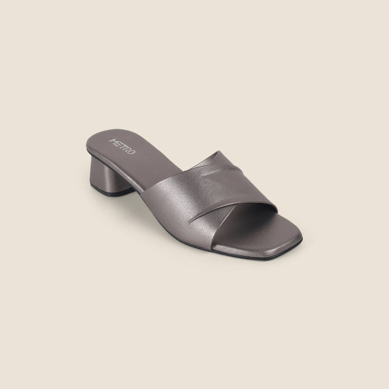 Metro Women Gun Metal Grey Slip On Party Heels (EURO 37)