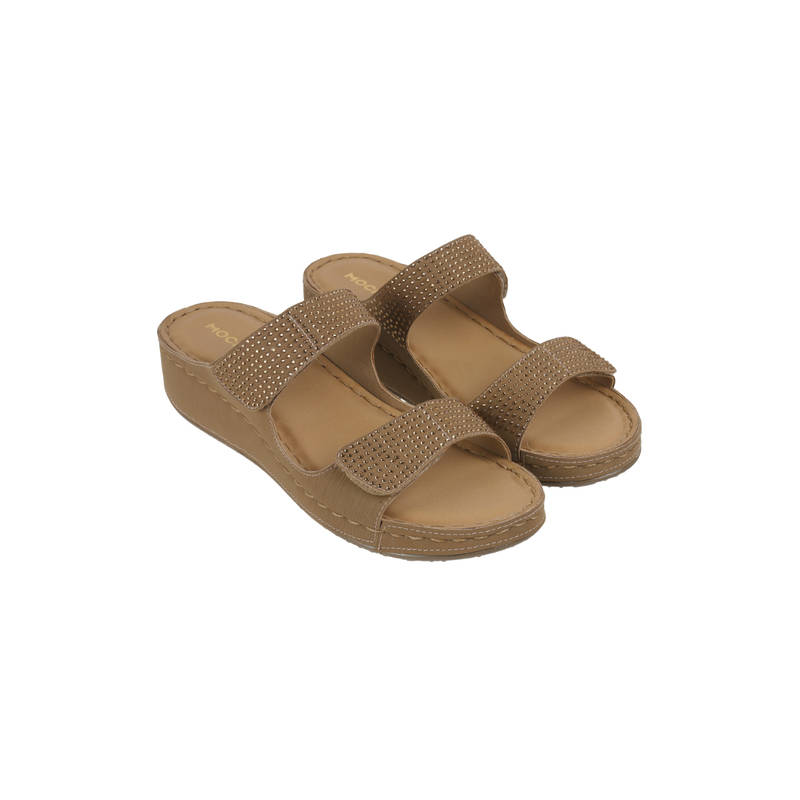 Mochi Women Tan Open Casual Slip On Sandals (EURO 36)